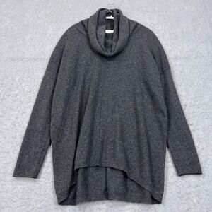 Kinross Sweater Women's Small Gray Cowl Neck 100% Cashmere Asym Drapey Pullover